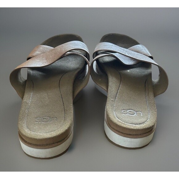 UGG Ugg Kari Slide Criss Cross  Leather upper Sandals Brown Size 9 - Picture 3 of 7